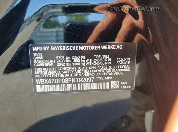WBX47DP08PN192097 2023 BMW X3 Black 