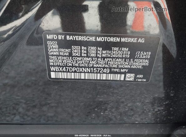 WBX47DP0XNN157249 2022 BMW X3 Gray Вид підкапотного простору