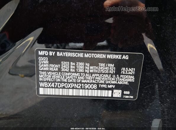 WBX47DP0XPN219008 2023 BMW X3 Черный Вид подкапотного пространства