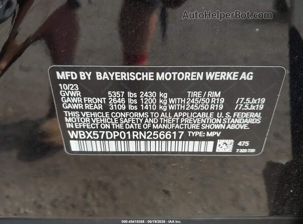 WBX57DP01RN256617 2024 BMW X3 Black ძრავის განყოფილების ხედი