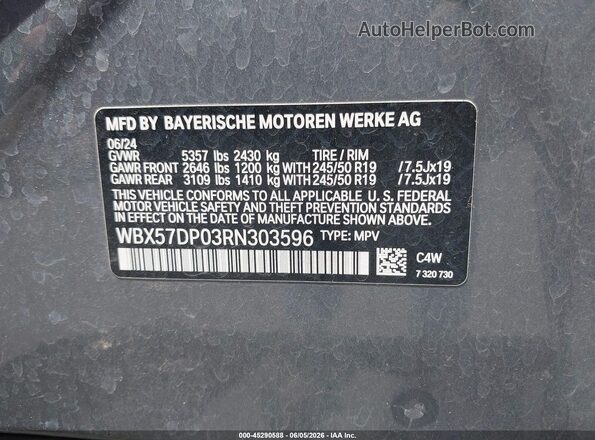 WBX57DP03RN303596 2024 BMW X3 Silver Vista del compartimento del motor