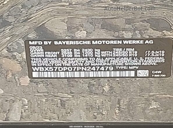 WBX57DP07PN247479 2023 BMW X3 Серый Вид подкапотного пространства