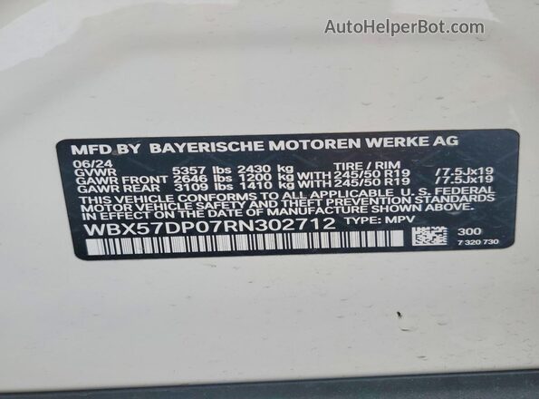 WBX57DP07RN302712 2024 BMW X3 White 360 interior view