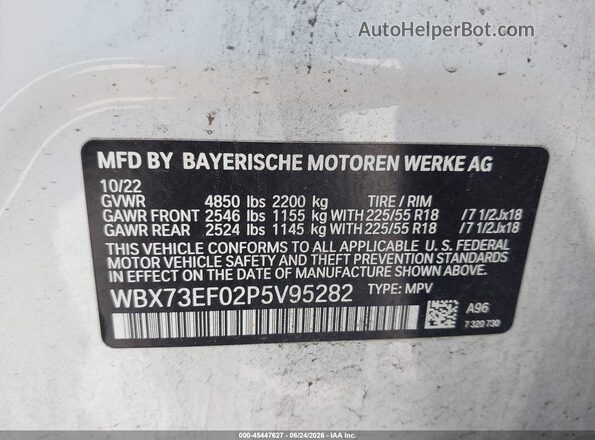 WBX73EF02P5V95282 2023 BMW X1 White Engine compartment view