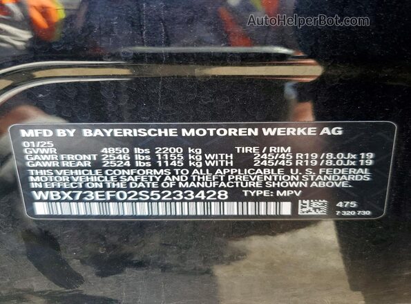 WBX73EF02S5233428 2025 BMW X1 Черный 