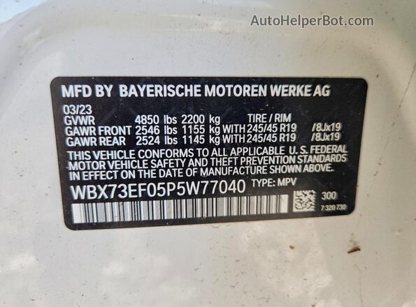 WBX73EF05P5W77040 2023 BMW X1 White 