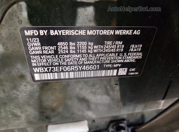 WBX73EF06R5Y46601 2024 BMW X1 Green Vista interior de 360 grados