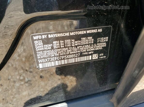 WBX73EF07P5X88527 2023 BMW X1 Black VIN sticker view