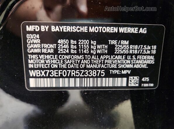 WBX73EF07R5Z33875 2024 BMW X1 Black Widok wnętrza 360 stopni