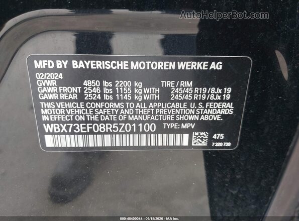 WBX73EF08R5Z01100 2024 BMW X1 Black Вид підкапотного простору