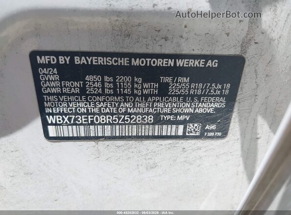 WBX73EF08R5Z52838 2024 BMW X1 White Շարժիչի բաժամունքի տեսք