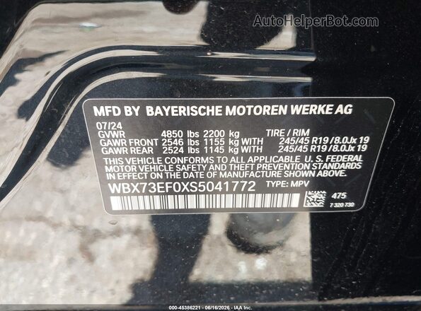 WBX73EF0XS5041772 2025 BMW X1 Black Вид підкапотного простору