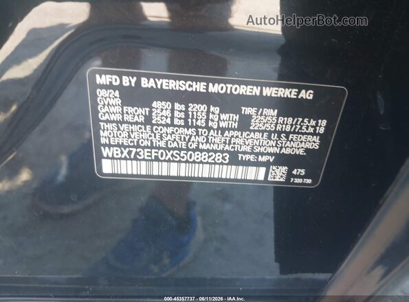 WBX73EF0XS5088283 2025 BMW X1 Черный Вид подкапотного пространства