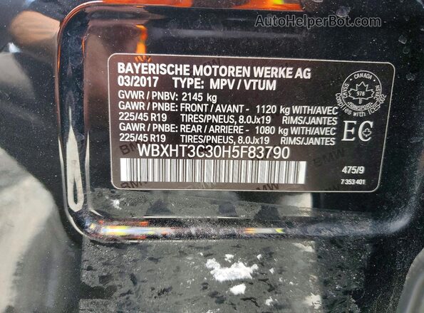 WBXHT3C30H5F83790 2017 BMW X1 Black Շարժիչի բաժամունքի տեսք