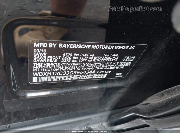 WBXHT3C33G5E54344 2016 BMW X1 Black Engine compartment view