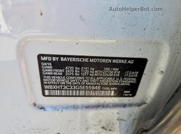 WBXHT3C33G5E55946 2016 BMW X1 White Engine compartment view