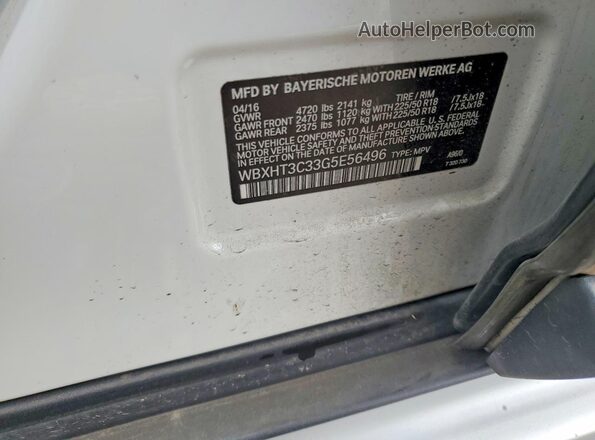 WBXHT3C33G5E56496 2016 BMW X1 White Շարժիչի բաժամունքի տեսք
