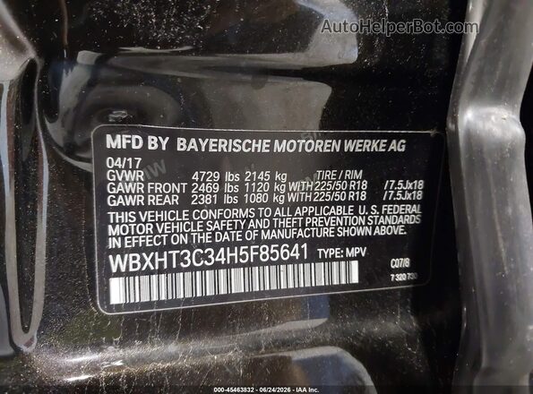 WBXHT3C34H5F85641 2017 BMW X1 Коричневый Вид подкапотного пространства