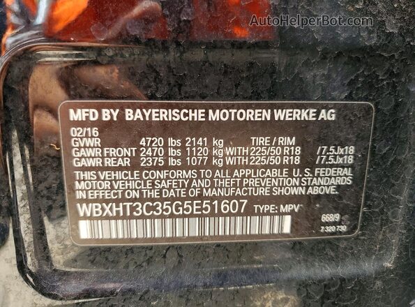 WBXHT3C35G5E51607 2016 BMW X1 Black Շարժիչի բաժամունքի տեսք