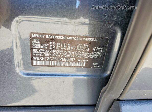 WBXHT3C35GP886497 2016 BMW X1 Серый 