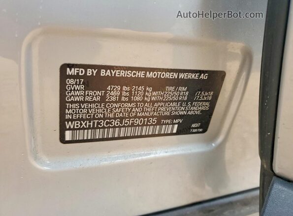 WBXHT3C36J5F90135 2018 BMW X1 Silver Սալոնի 360 աստիճան տեսք