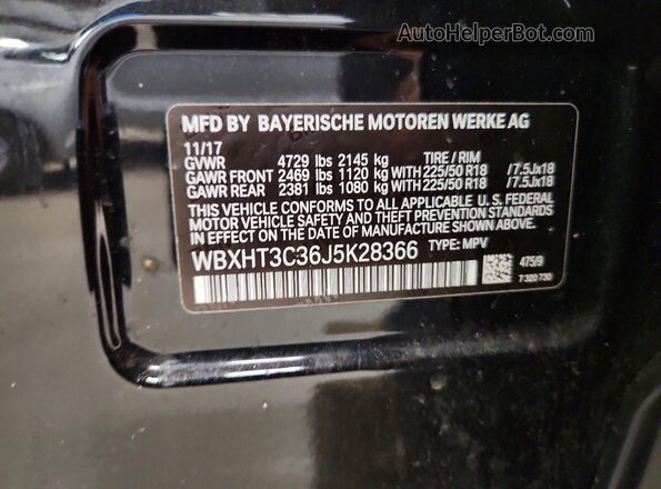 WBXHT3C36J5K28366 2018 BMW X1 Black 