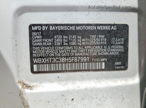 WBXHT3C38H5F87991 2017 BMW X1 Белый Вид наклейки с VIN-кодом