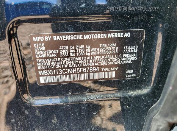 WBXHT3C39H5F67894 2017 BMW X1 Black VIN sticker view