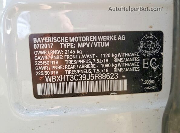 WBXHT3C39J5F88623 2018 BMW X1 White Engine compartment view