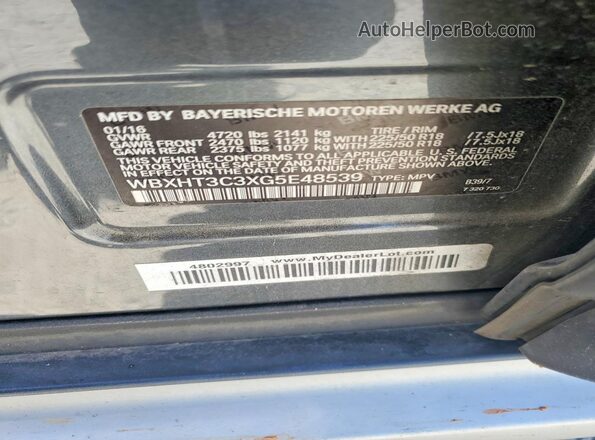 WBXHT3C3XG5E48539 2016 BMW X1 Gray 