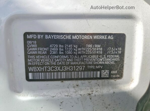 WBXHT3C3XJ3H31297 2018 BMW X1 Белый Вид наклейки с VIN-кодом