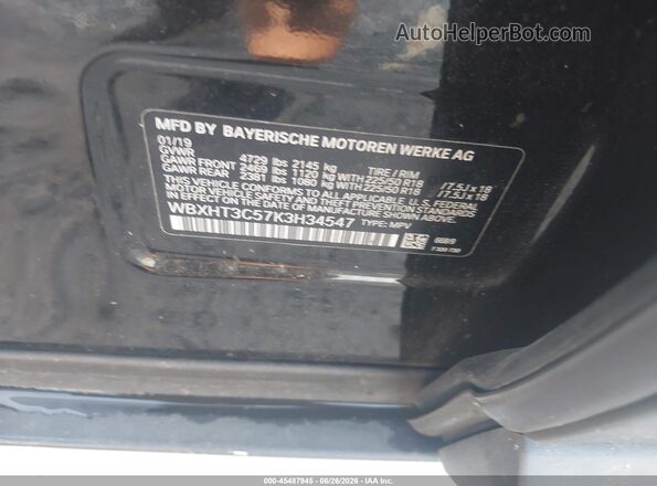WBXHT3C57K3H34547 2019 BMW X1 Gray Engine compartment view
