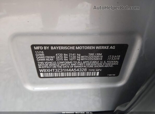 WBXHT3Z31H4A54328 2017 BMW X1 Silver ძრავის განყოფილების ხედი