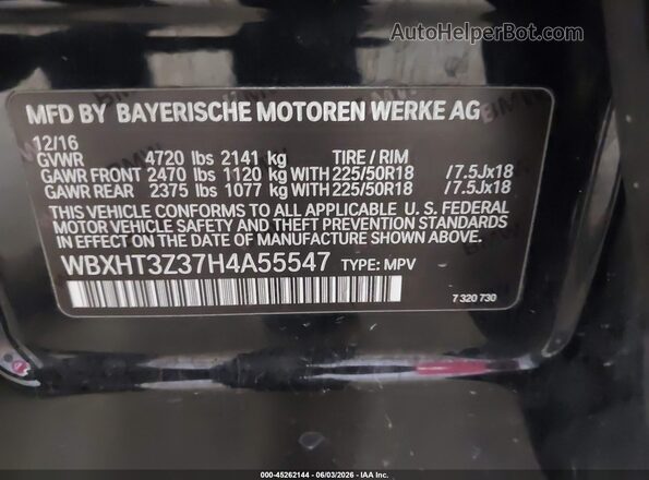 WBXHT3Z37H4A55547 2017 BMW X1 Black Engine compartment view