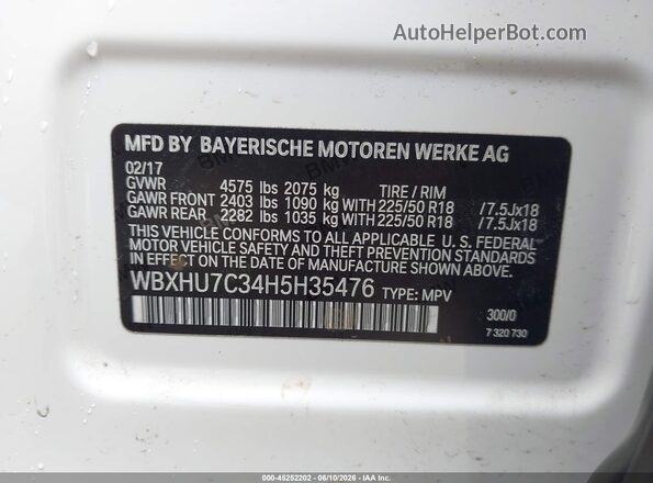 WBXHU7C34H5H35476 2017 BMW X1 White Engine compartment view