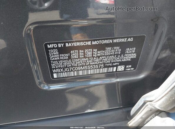 WBXJG7C09M5S53575 2021 BMW X1 Gray Շարժիչի բաժամունքի տեսք