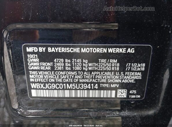 WBXJG9C01M5U39414 2021 BMW X1 Черный Вид подкапотного пространства