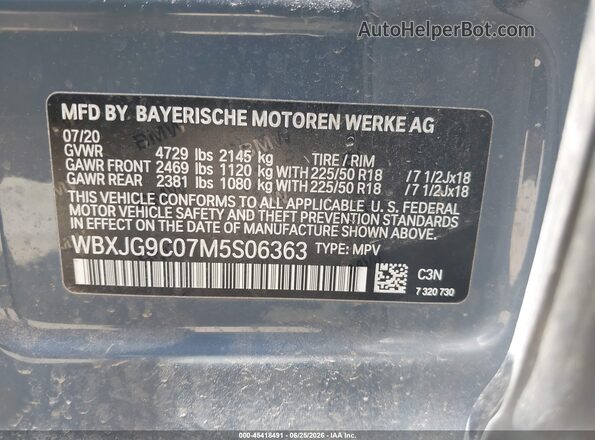 WBXJG9C07M5S06363 2021 BMW X1 Blue Շարժիչի բաժամունքի տեսք