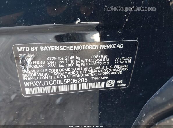 WBXYJ1C00L5P36285 2020 BMW X2 Black Вид підкапотного простору