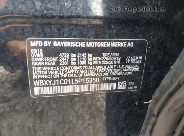 WBXYJ1C01L5P15350 2020 BMW X2 Черный Вид наклейки с VIN-кодом