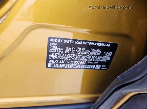 WBXYJ3C37JEB37857 2018 BMW X2 Gold Engine compartment view