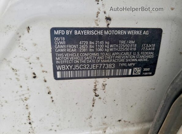WBXYJ5C32JEF77383 2018 BMW X2 White Widok naklejki z numerem VIN