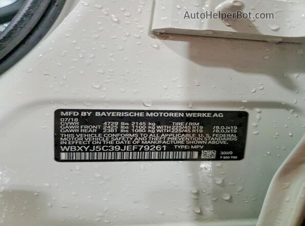 WBXYJ5C39JEF79261 2018 BMW X2 White VIN կոդի պիտակի տեսք