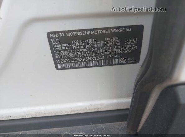 WBXYJ5C53K5N31044 2019 BMW X2 White Widok komory silnika