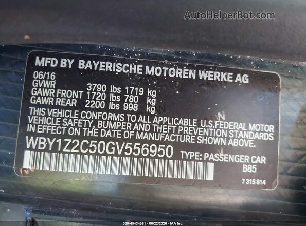 WBY1Z2C50GV556950 2016 BMW I3 White Vista del compartimento del motor