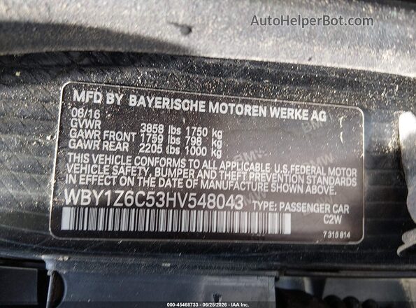 WBY1Z6C53HV548043 2017 BMW I3 Black Widok komory silnika