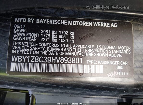 WBY1Z8C39HV893801 2017 BMW I3 White Engine compartment view