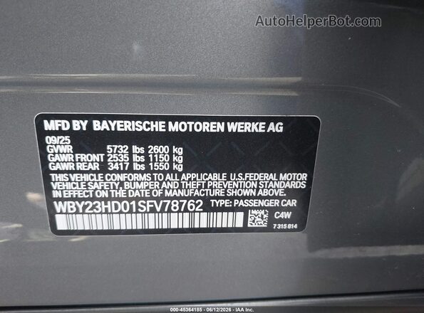 WBY23HD01SFV78762 2025 BMW I4 Gray Engine compartment view