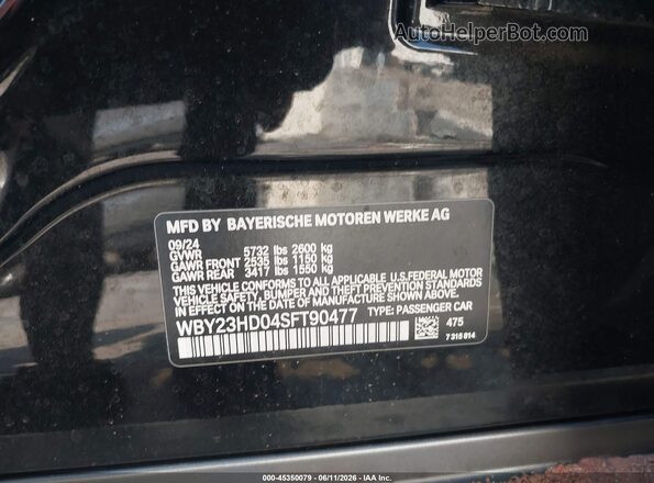 WBY23HD04SFT90477 2025 BMW I4 Black Вид підкапотного простору