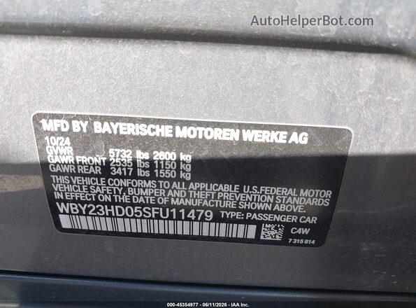 WBY23HD05SFU11479 2025 BMW I4 Gray Շարժիչի բաժամունքի տեսք
